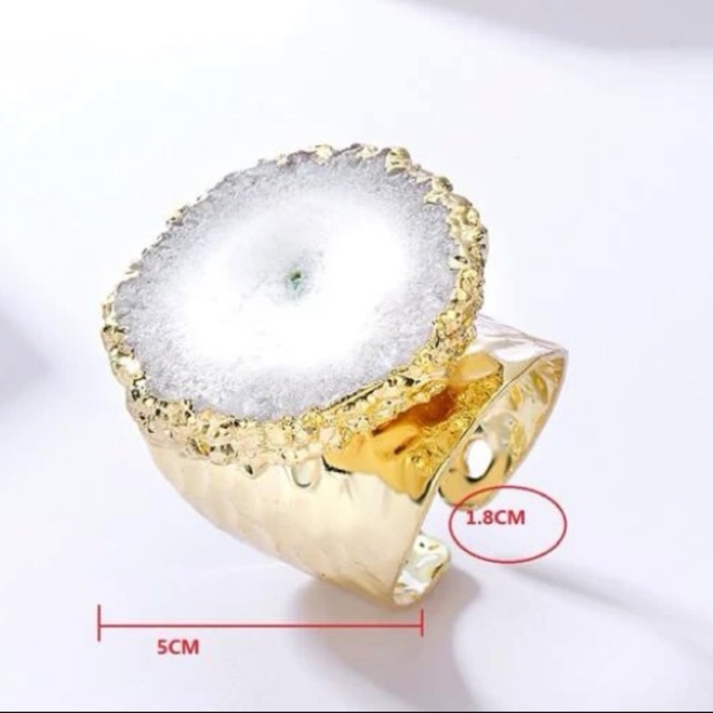 GOLD SOLAR QUARTZ ADJUSTABLE RING - Picture 3 of 3